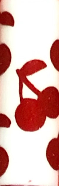 a close up of a red and white polka dot pattern