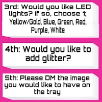 a pink and white poster with the words,'would you like led lights if so choose'